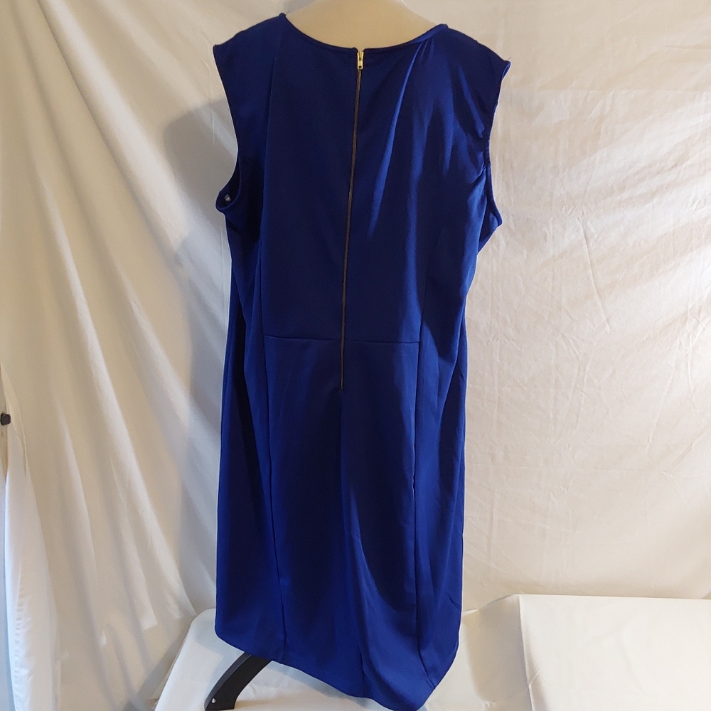 Ashley Stewart's Women  Cap Sleeve Blue Sheath Dress Stretch Size 22/24 - Picture 5 of 7